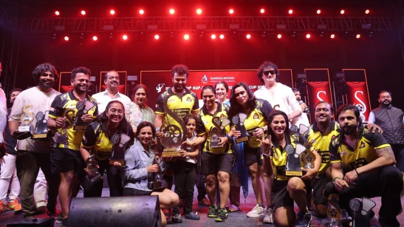 ಸ್ಯಾಂಡಲ್ ವುಡ್ ಕಪ್ ಬ್ಯಾಡ್ಮಿಂಟನ್ ; ಮನುರಂಜನ್ ನಾಯಕತ್ವದ ರಣಧೀರ ರೈಡರ್ಸ್ ತಂಡಕ್ಕೆ ವಿಜಯಮಾಲೆ